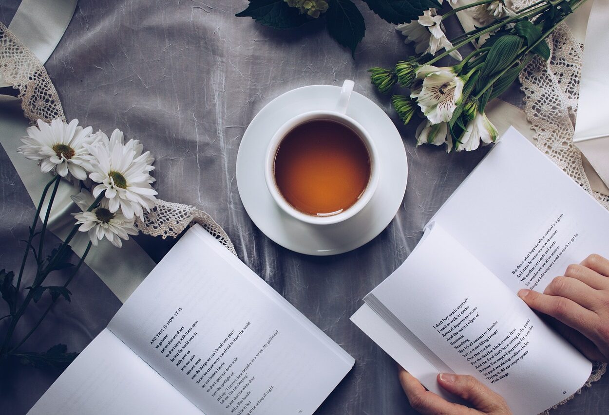 tea time, reading, poetry